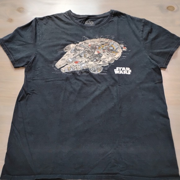 Star Wars Millennium Falcon T Shirt Mens Large Black Colorful Cross Section - Picture 2 of 8